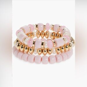 Pink & Gold Beaded Stretch Bracelet Set - Women Jewelry